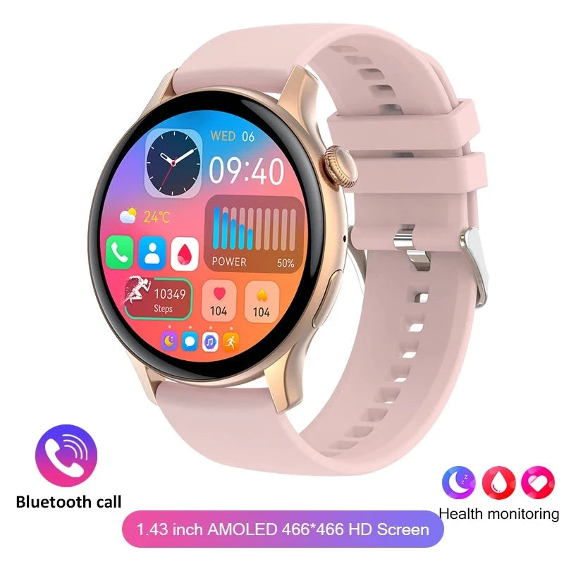 2024 True AMOLED Smart Watch Ladies Screen Always Show Time 466*466 HD Health Tracker Voice Calling Smartwatch Women For Xiaomi - pureglowsessence.com