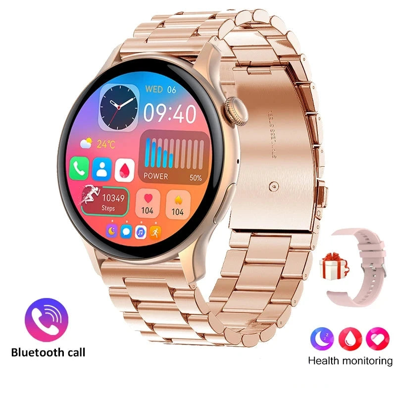 2024 True AMOLED Smart Watch Ladies Screen Always Show Time 466*466 HD Health Tracker Voice Calling Smartwatch Women For Xiaomi - pureglowsessence.com