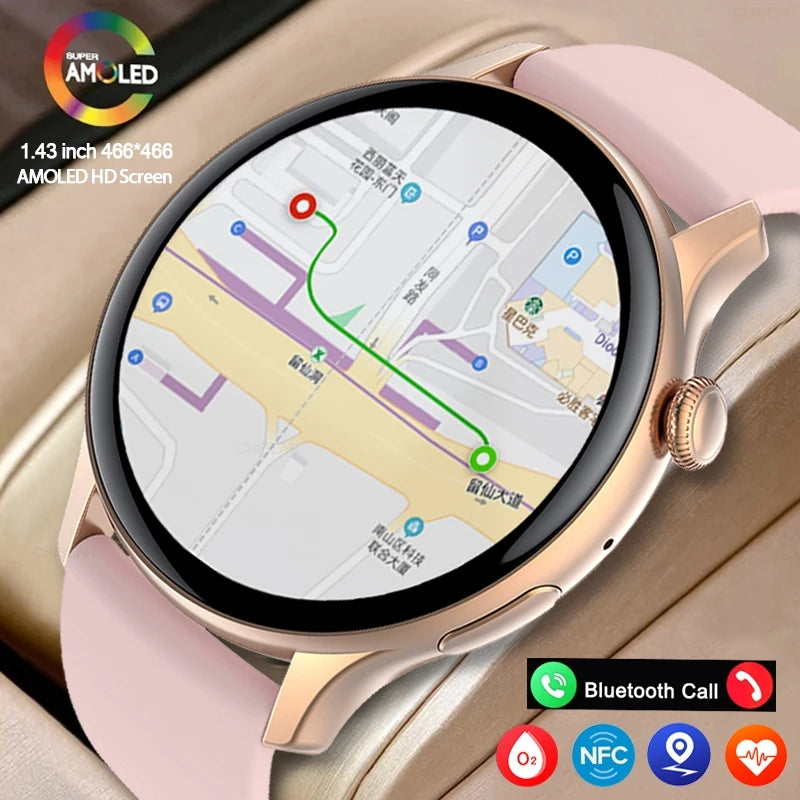 2024 True AMOLED Smart Watch Ladies Screen Always Show Time 466*466 HD Health Tracker Voice Calling Smartwatch Women For Xiaomi - pureglowsessence.com